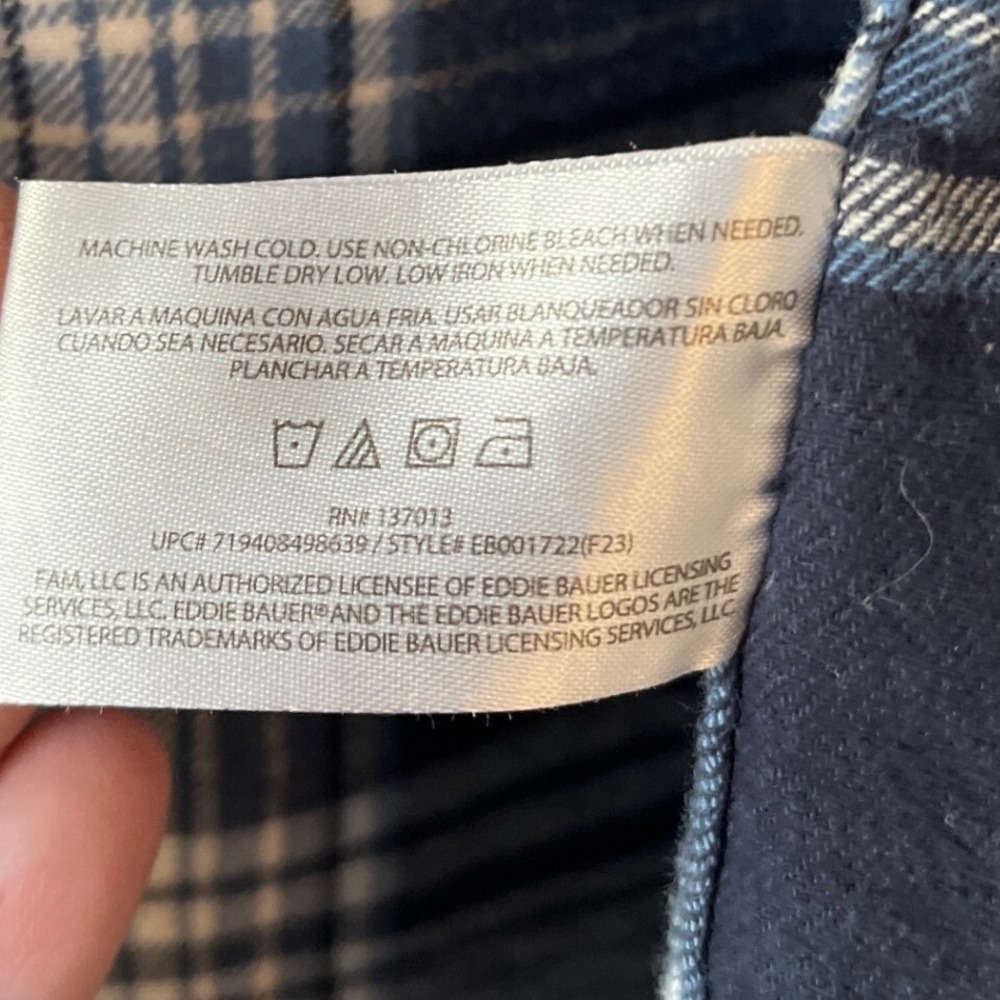 Eddie Bauer‎ Shirt Men's Size XL Blue White Plaid Flannel Long Sleeve Button Up - Picture 6 of 10